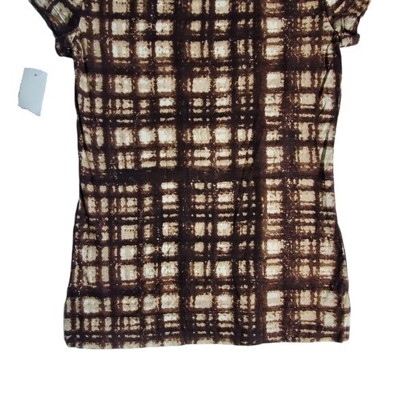 Simply Vera Vera Wang brown plaid short sleeve top sz XS - Picture 7 of 15
